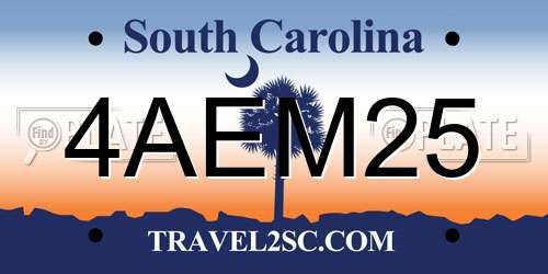 4AEM25 South Carolina License Plate