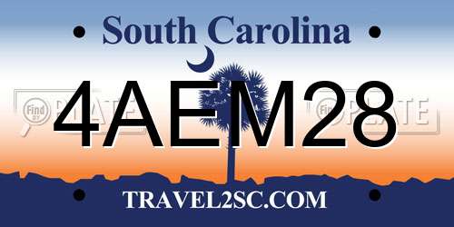 4AEM28 South Carolina License Plate
