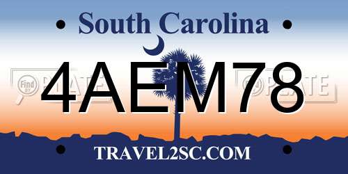 4AEM78 South Carolina License Plate
