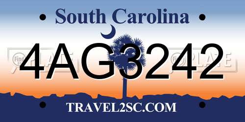 4AG3242 South Carolina License Plate