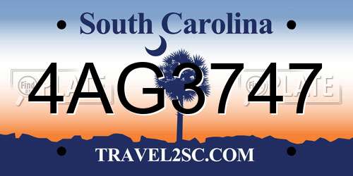 4AG3747 South Carolina License Plate