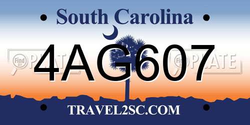 4AG607 South Carolina License Plate