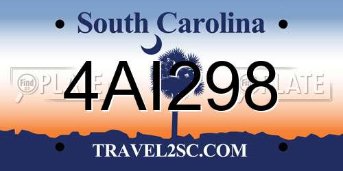4AI298 South Carolina License Plate