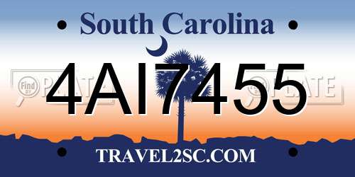 4AI7455 South Carolina License Plate