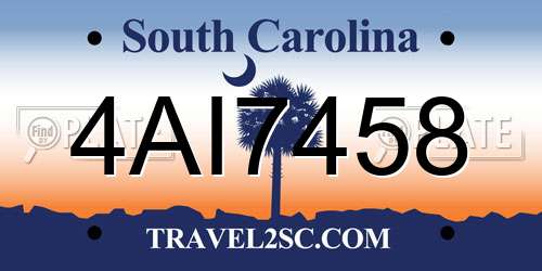 4AI7458 South Carolina License Plate