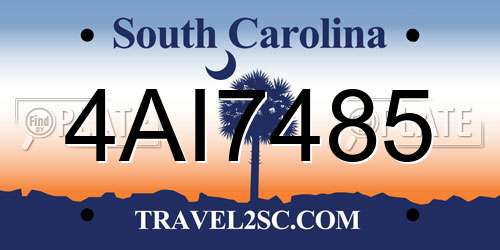 4AI7485 South Carolina License Plate