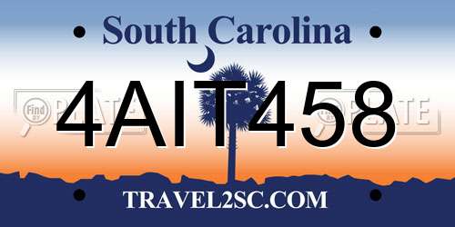 4AIT458 South Carolina License Plate