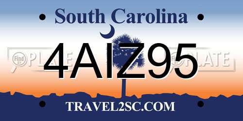 4AIZ95 South Carolina License Plate