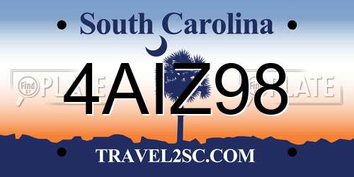 4AIZ98 South Carolina License Plate