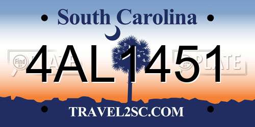 4AL1451 South Carolina License Plate