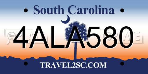 4ALA580 South Carolina License Plate
