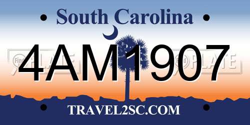 4AM1907 South Carolina License Plate