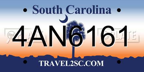 4AN6161 South Carolina License Plate