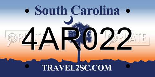 4AR022 South Carolina License Plate