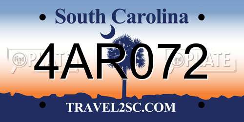 4AR072 South Carolina License Plate