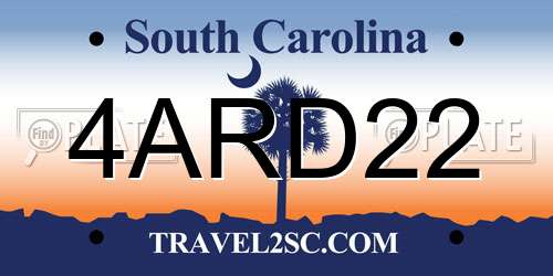 4ARD22 South Carolina License Plate