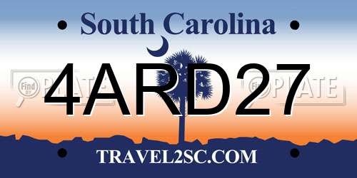 4ARD27 South Carolina License Plate
