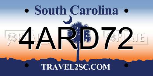 4ARD72 South Carolina License Plate