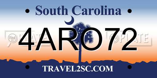4ARO72 South Carolina License Plate