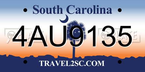 4AU9135 South Carolina License Plate