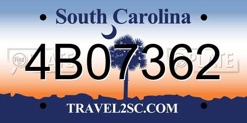 4B07362 South Carolina License Plate