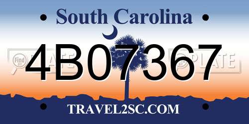 4B07367 South Carolina License Plate