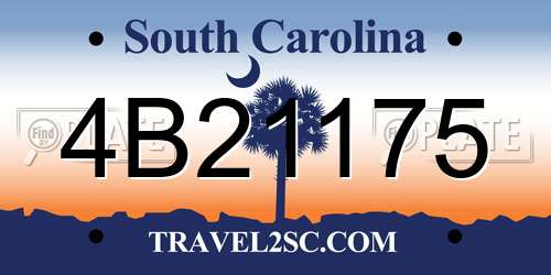 4B21175 South Carolina License Plate
