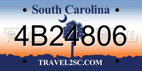 4B24806 South Carolina License Plate