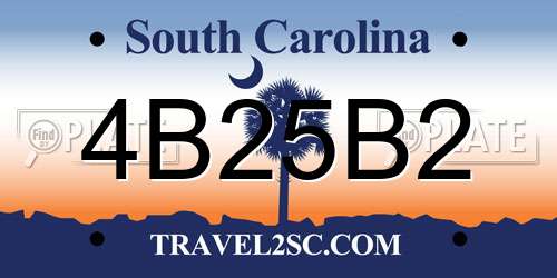 4B25B2 South Carolina License Plate