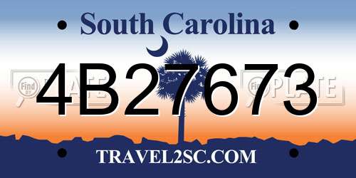 4B27673 South Carolina License Plate