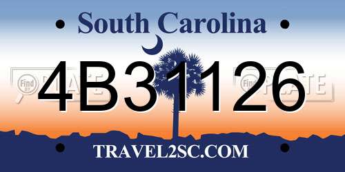 4B31126 South Carolina License Plate