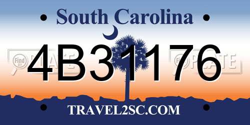 4B31176 South Carolina License Plate