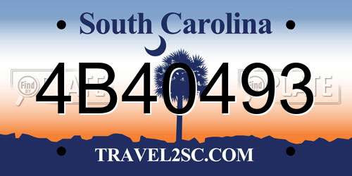 4B40493 South Carolina License Plate