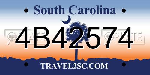 4B42574 South Carolina License Plate