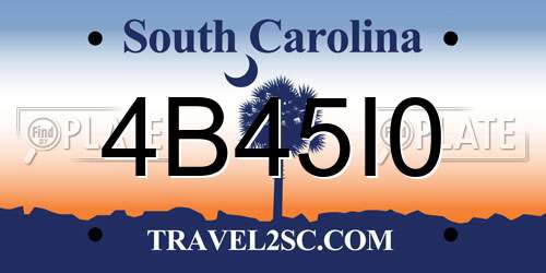 4B45I0 South Carolina License Plate