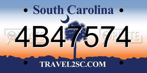4B47574 South Carolina License Plate