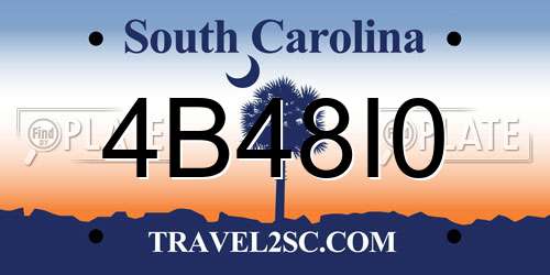 4B48I0 South Carolina License Plate