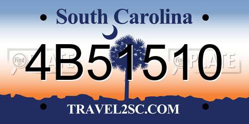 4B51510 South Carolina License Plate