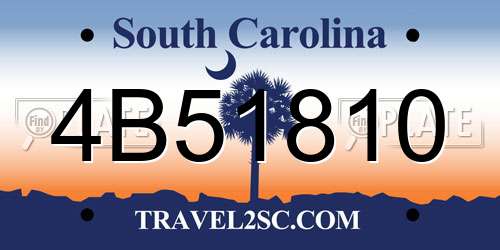 4B51810 South Carolina License Plate