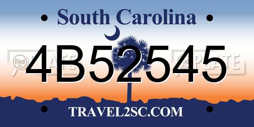 4B52545 South Carolina License Plate