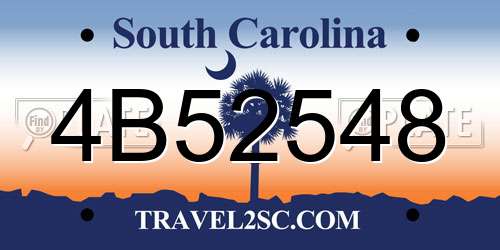 4B52548 South Carolina License Plate