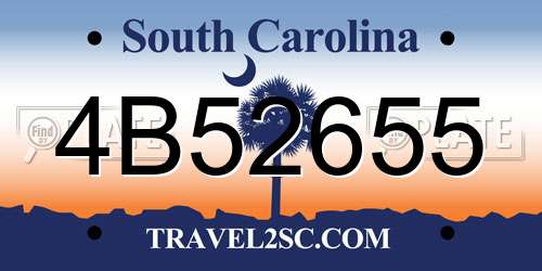 4B52655 South Carolina License Plate
