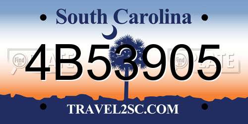 4B53905 South Carolina License Plate