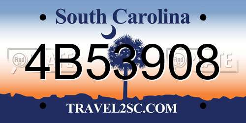 4B53908 South Carolina License Plate