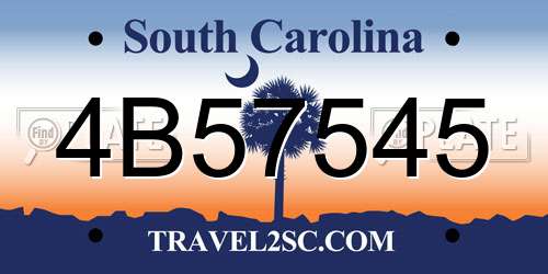 4B57545 South Carolina License Plate