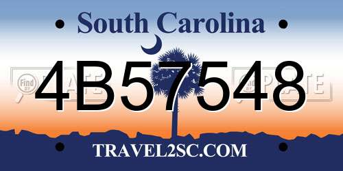4B57548 South Carolina License Plate