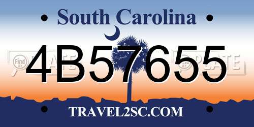 4B57655 South Carolina License Plate