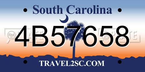 4B57658 South Carolina License Plate