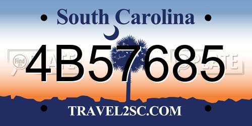 4B57685 South Carolina License Plate