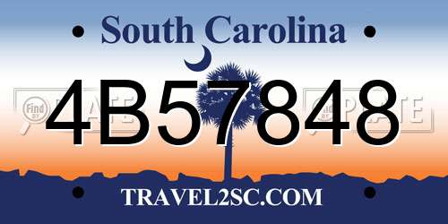 4B57848 South Carolina License Plate